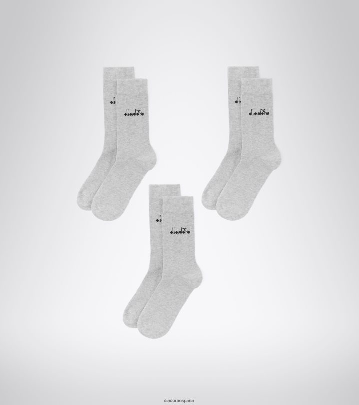 tu pack de 3 pares de calcetines lisos 8T8H4Z504 gris mezcla hombres Diadora accesorios