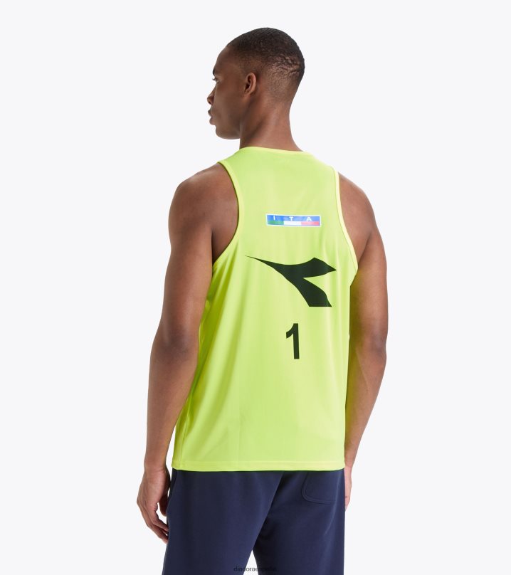 canotte gara uomo #1 campamento. italiano 23 8T8H4Z429 amarillo fluo dd hombres Diadora vestir
