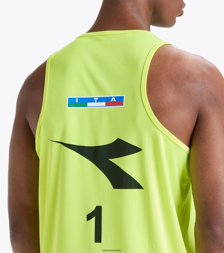 canotte gara uomo #1 campamento. italiano 23 8T8H4Z429 amarillo fluo dd hombres Diadora vestir