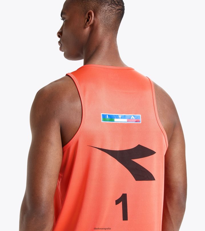 canotte gara uomo #1 campamento. italiano 23 8T8H4Z430 naranja bermellón hombres Diadora vestir