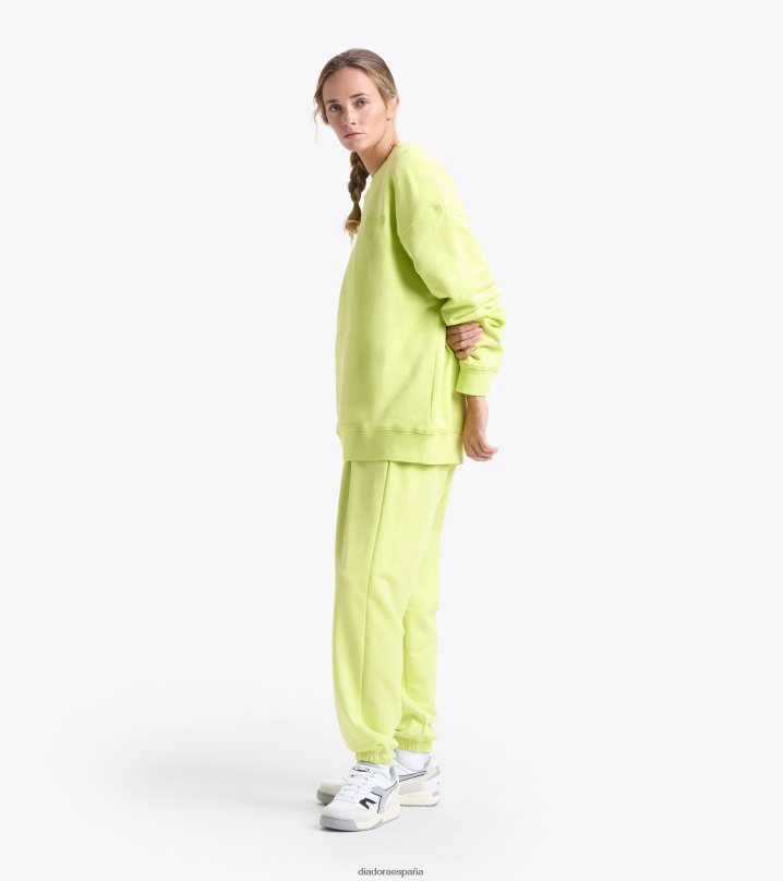 logotipo de spw de la tripulación de la sudadera 8T8H4Z281 verde lima oscuro hombres Diadora vestir