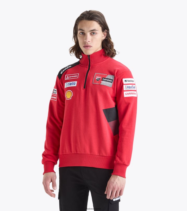 réplica de ducati con media cremallera mgp23 8T8H4Z236 ducati mgp rojo/negro hombres Diadora vestir