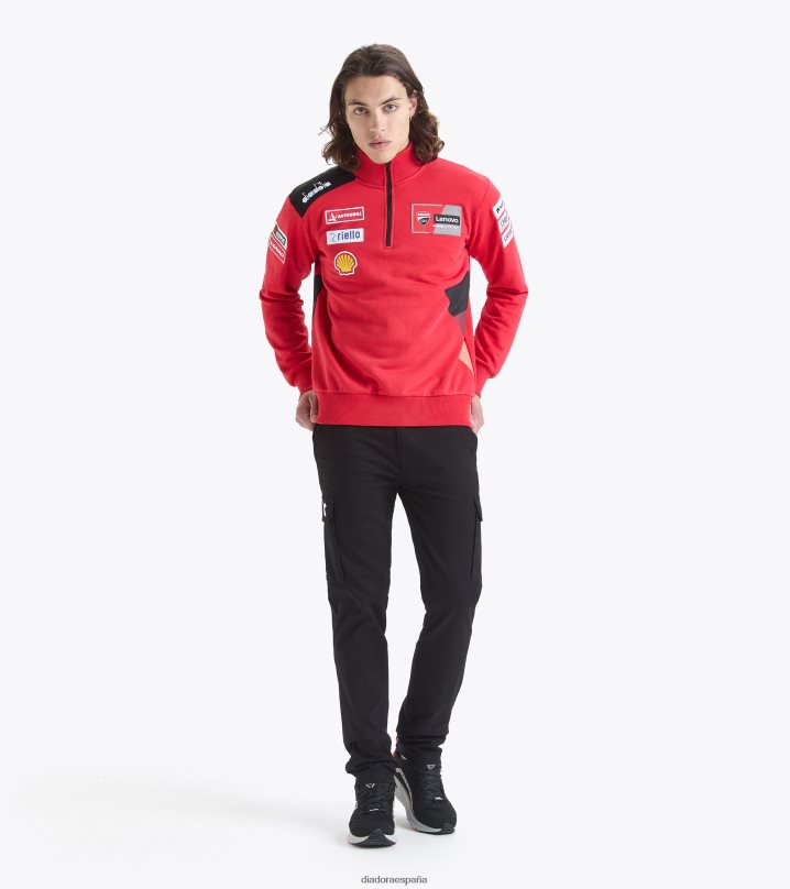 réplica de ducati con media cremallera mgp23 8T8H4Z236 ducati mgp rojo/negro hombres Diadora vestir