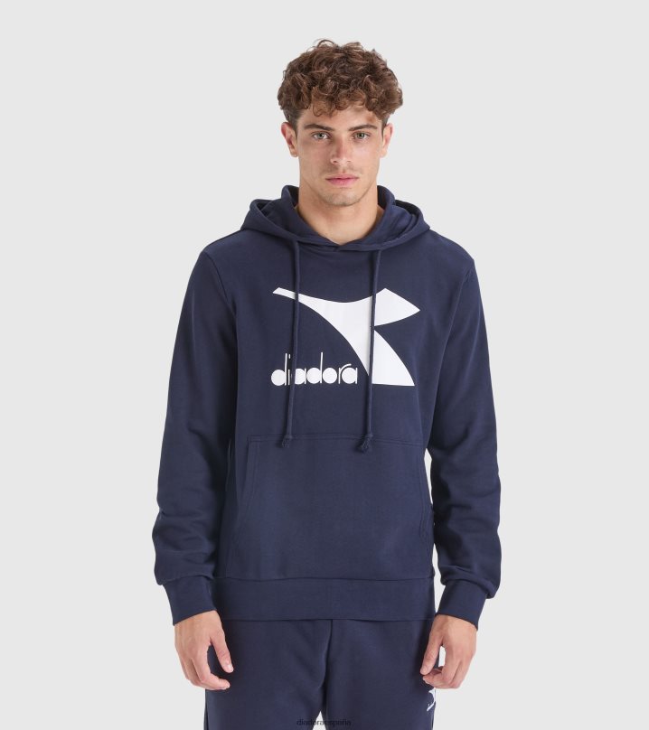 sudadera con capucha cromia 8T8H4Z345 azul marino clásico hombres Diadora vestir
