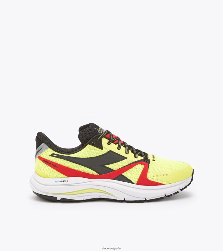 mitos blushield 8 vórtice 8T8H4Z114 amarillo fluo dd/negro/rojo fuego hombres Diadora zapatos