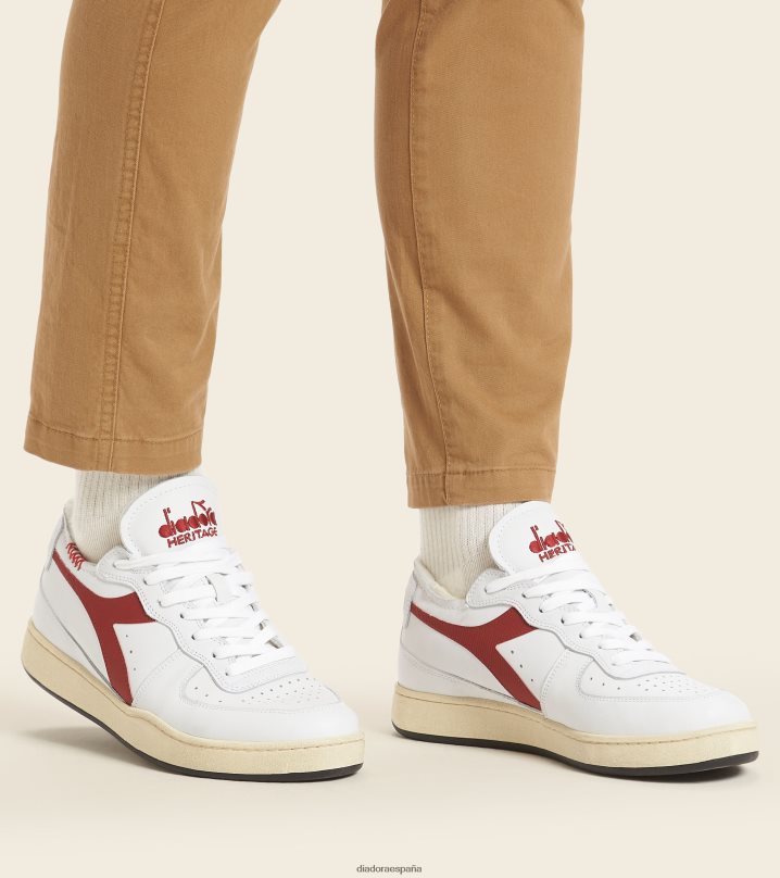 corte de fila de mi canasta 8T8H4Z62 blanco/granate hombres Diadora zapatos