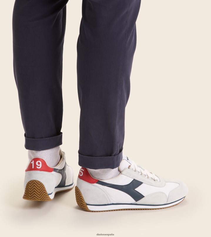 equipe h lona lavado a la piedra 8T8H4Z88 mezclilla blanca/azul hombres Diadora zapatos