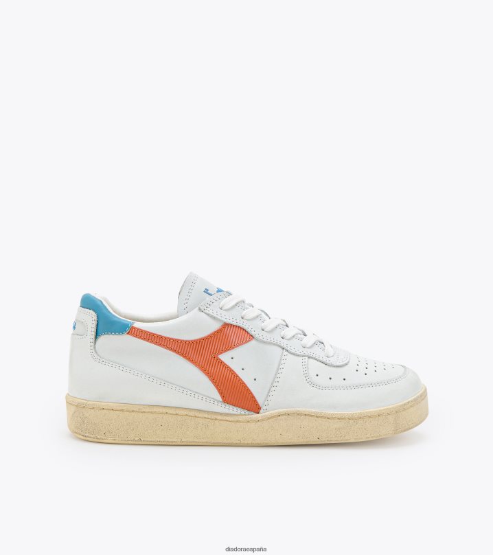 mi cesta baja usada 8T8H4Z66 piel de naranja/blanca hombres Diadora zapatos