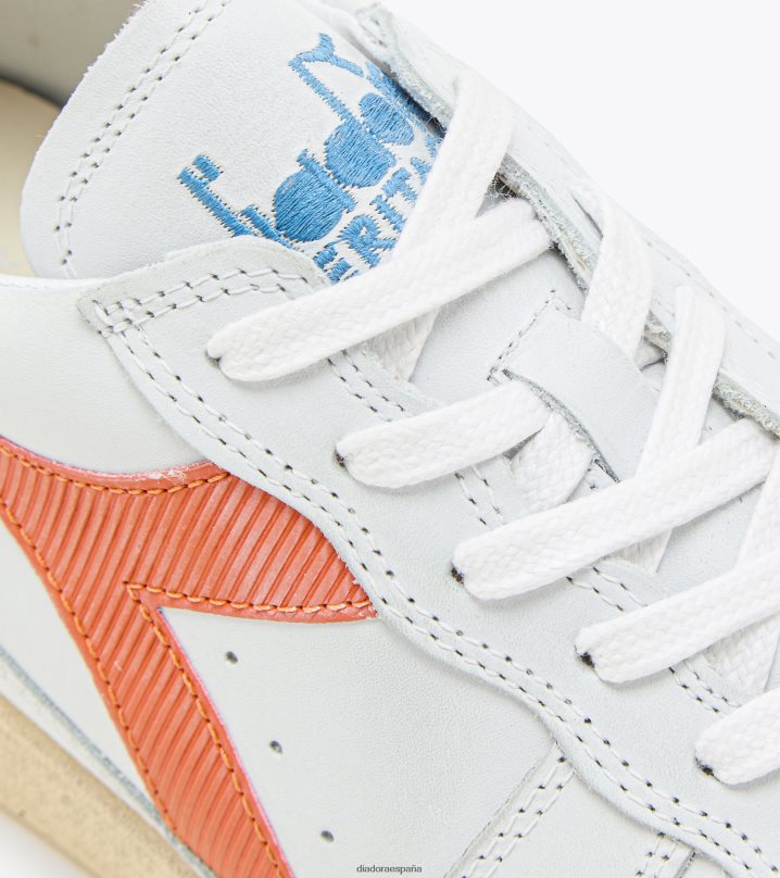 mi cesta baja usada 8T8H4Z66 piel de naranja/blanca hombres Diadora zapatos