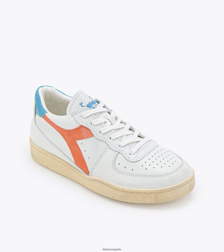 mi cesta baja usada 8T8H4Z66 piel de naranja/blanca hombres Diadora zapatos