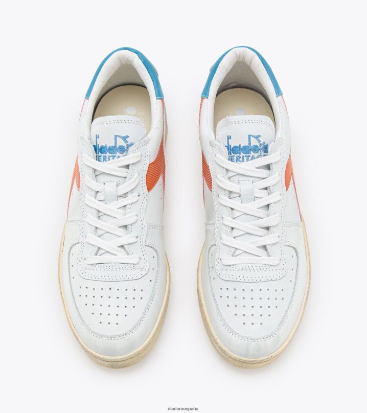 mi cesta baja usada 8T8H4Z66 piel de naranja/blanca hombres Diadora zapatos
