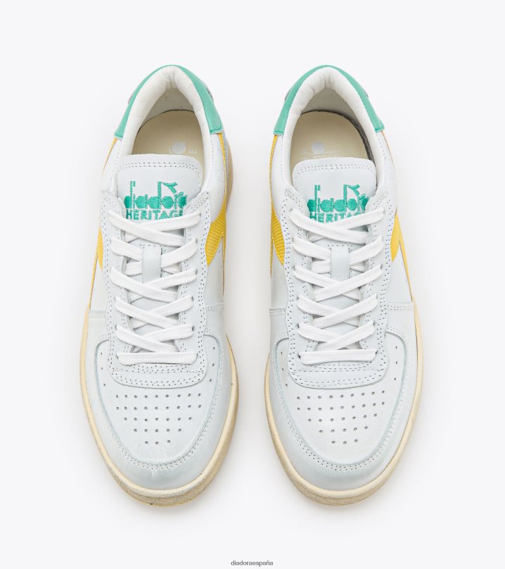 mi cesta baja usada 8T8H4Z69 cromos blanco/amarillo hombres Diadora zapatos