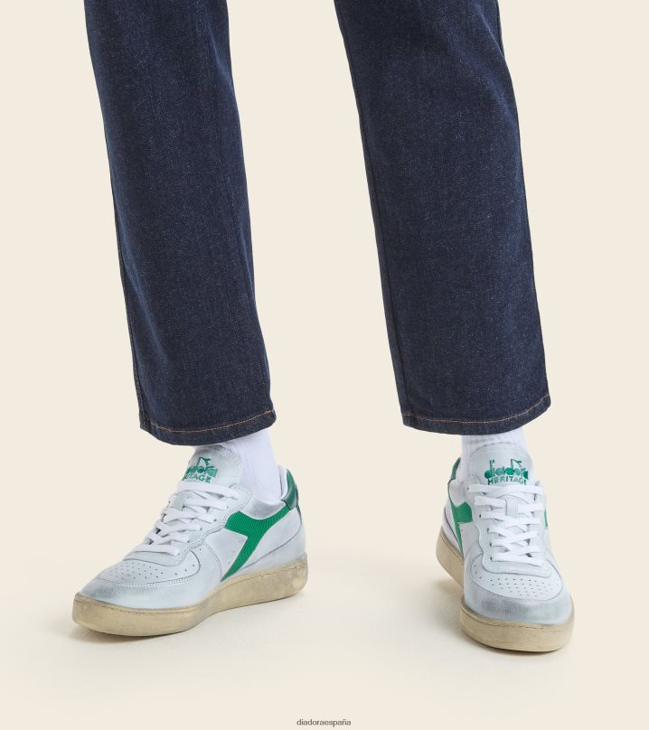 mi cesta baja usada 8T8H4Z70 blanco/verde verdoso hombres Diadora zapatos