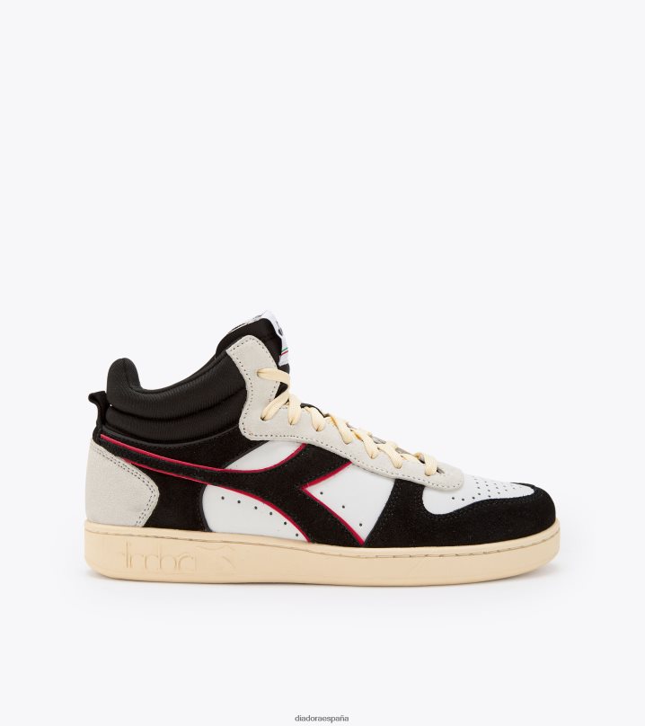 Cesta mágica de piel de ante de corte demi. 8T8H4Z185 blanco/negro/rojo oscuro hombres Diadora zapatos