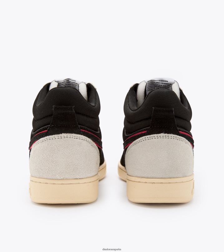 Cesta mágica de piel de ante de corte demi. 8T8H4Z185 blanco/negro/rojo oscuro hombres Diadora zapatos