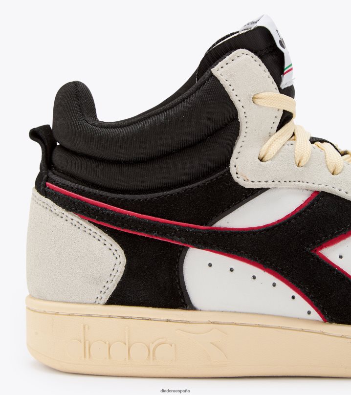 Cesta mágica de piel de ante de corte demi. 8T8H4Z185 blanco/negro/rojo oscuro hombres Diadora zapatos