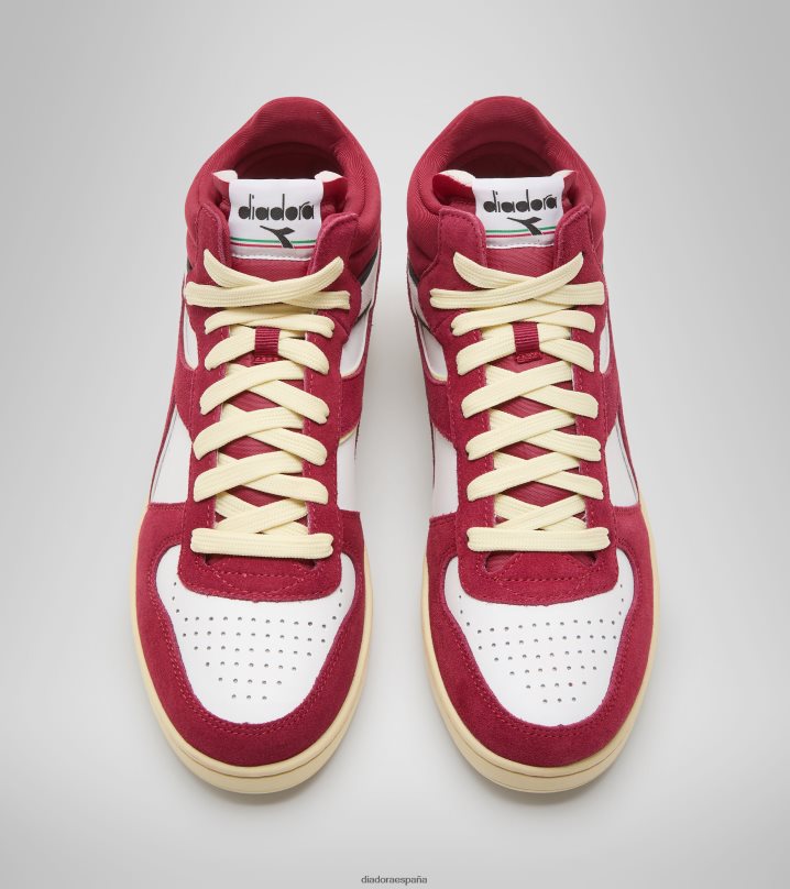 Cesta mágica de piel de ante de corte demi. 8T8H4Z186 ruibarbo/blanco hombres Diadora zapatos