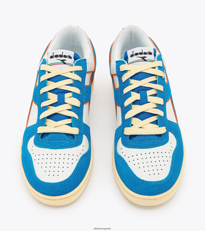 cesta mágica baja de cuero de ante 8T8H4Z225 real/blanco hombres Diadora zapatos