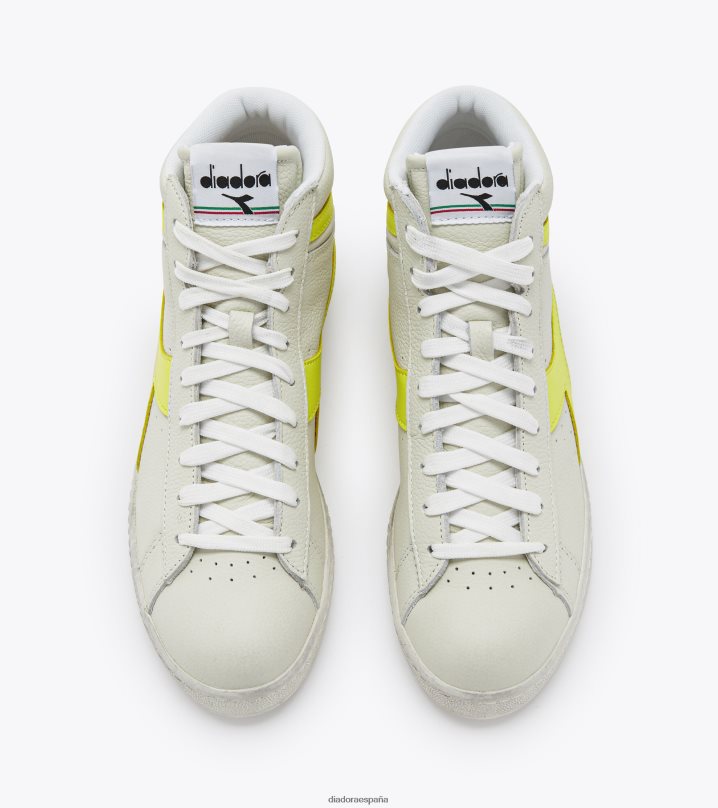 juego l alto fluo encerado 8T8H4Z189 blanco/amarillo limón fluo hombres Diadora zapatos