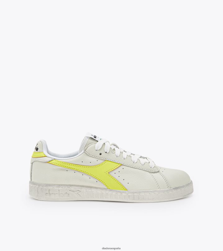 juego l bajo fluo encerado 8T8H4Z234 blanco/amarillo limón fluo hombres Diadora zapatos