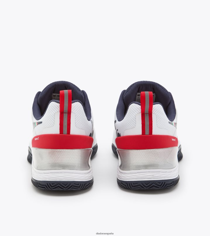 blushield torneo 2 arcilla 8T8H4Z136 blanco/azul corsario/rojo fuego hombres Diadora zapatos
