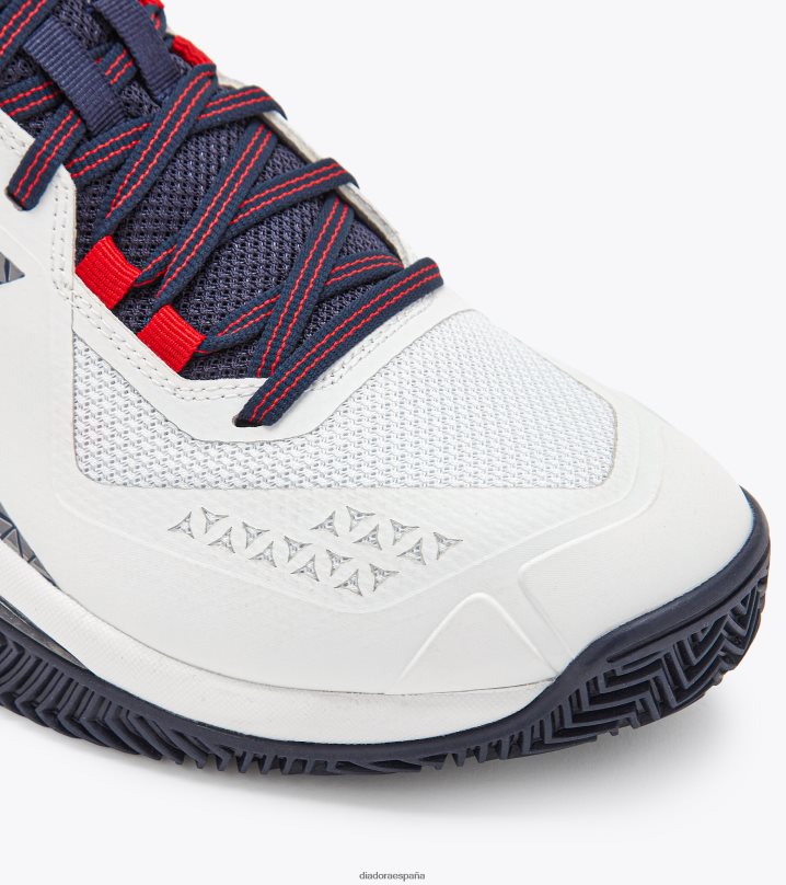 blushield torneo 2 arcilla 8T8H4Z136 blanco/azul corsario/rojo fuego hombres Diadora zapatos