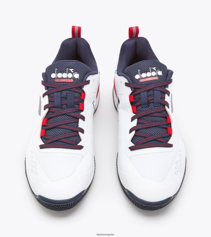 blushield torneo 2 arcilla 8T8H4Z136 blanco/azul corsario/rojo fuego hombres Diadora zapatos