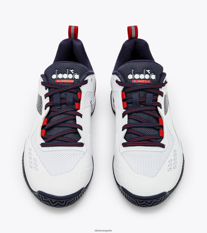 blushield torneo 2ag 8T8H4Z139 blanco/azul corsario/rojo fuego hombres Diadora zapatos