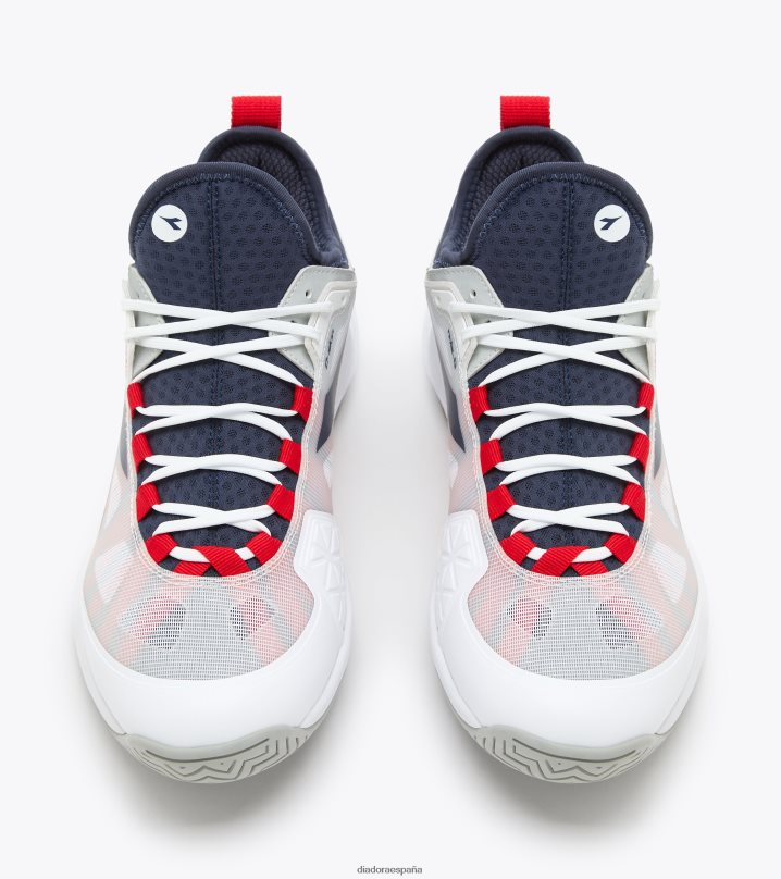 velocidad blushield volar 4 + ag 8T8H4Z142 blanco/azul corsario/rojo fuego hombres Diadora zapatos