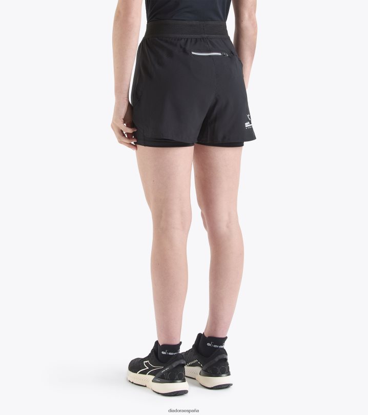 yo pantalones cortos de doble capa ser uno 8T8H4Z619 negro mujer Diadora vestir