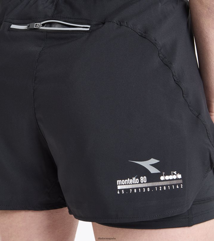 yo pantalones cortos de doble capa ser uno 8T8H4Z619 negro mujer Diadora vestir