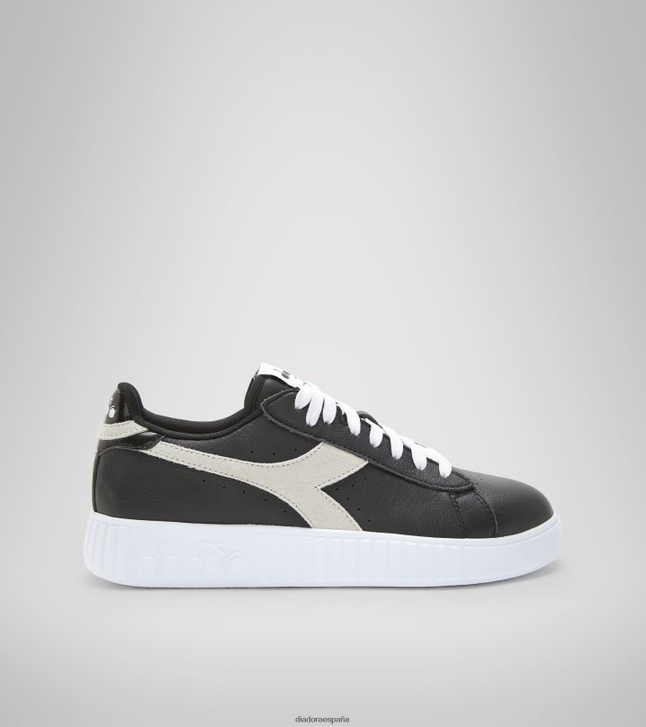juego de paso premium de cuero caído 8T8H4Z580 negro mujer Diadora zapatos