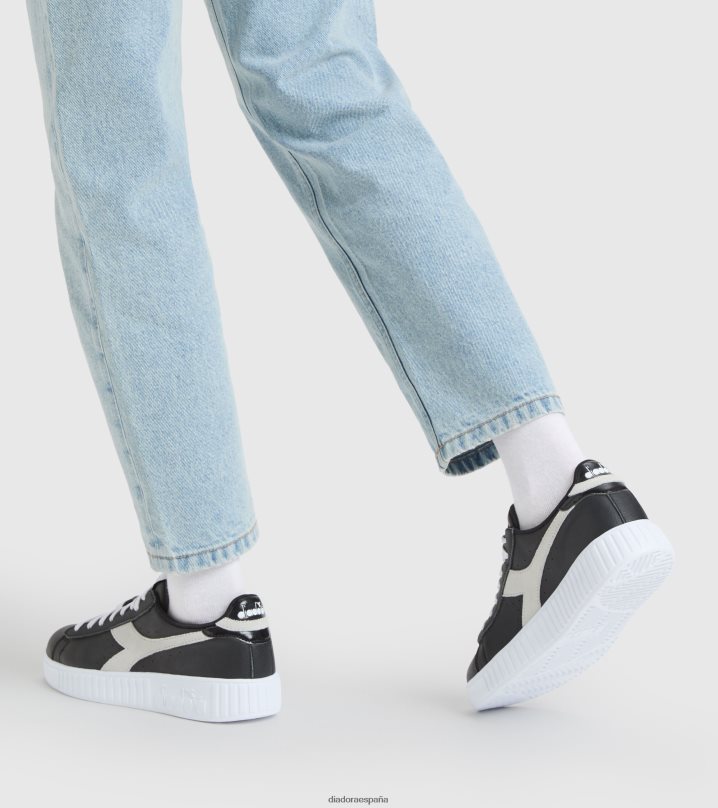 juego de paso premium de cuero caído 8T8H4Z580 negro mujer Diadora zapatos