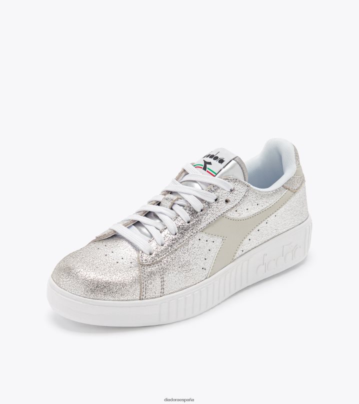 juego paso premium metal 8T8H4Z588 plata blanca mujer Diadora zapatos