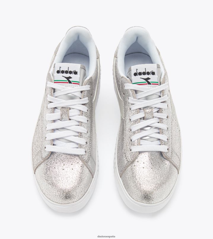juego paso premium metal 8T8H4Z588 plata blanca mujer Diadora zapatos