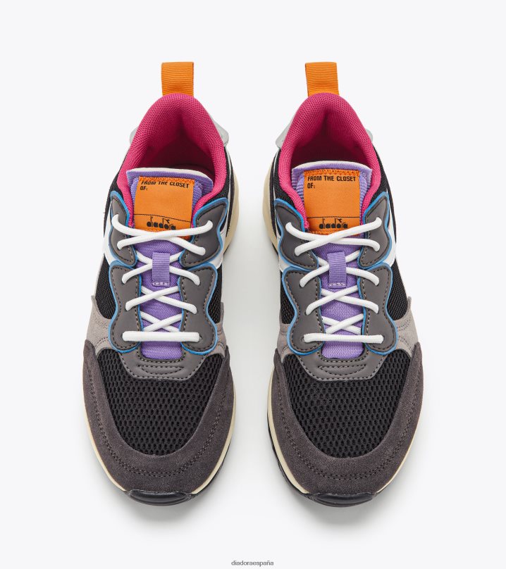 malla de gamuza alegre 8T8H4Z584 negro/gris gaviota oscuro mujer Diadora zapatos