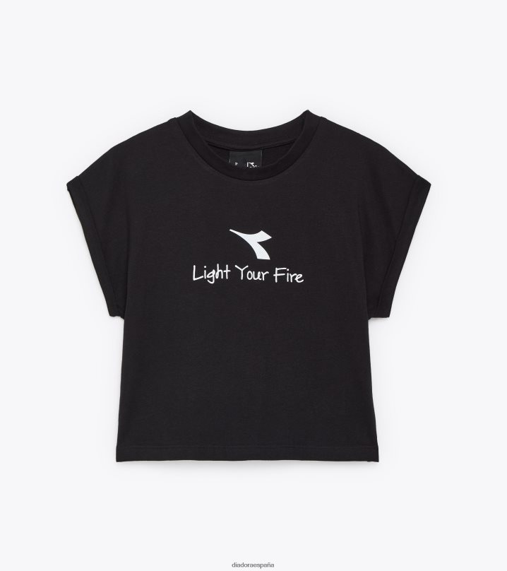 jg.t-shirt crop logo pastel 8T8H4Z892 negro chicas Diadora vestir