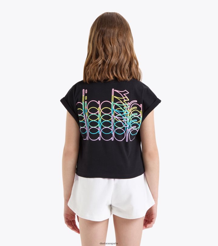 jg.t-shirt crop logo pastel 8T8H4Z892 negro chicas Diadora vestir