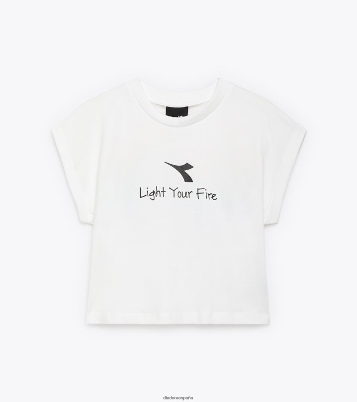 jg.t-shirt crop logo pastel 8T8H4Z893 papiro blanco chicas Diadora vestir