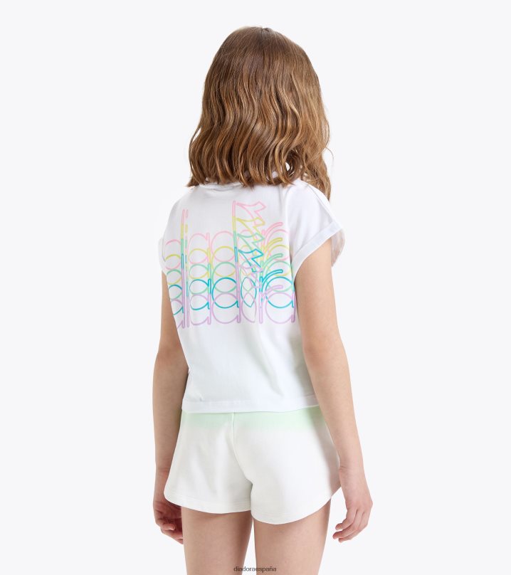 jg.t-shirt crop logo pastel 8T8H4Z893 papiro blanco chicas Diadora vestir