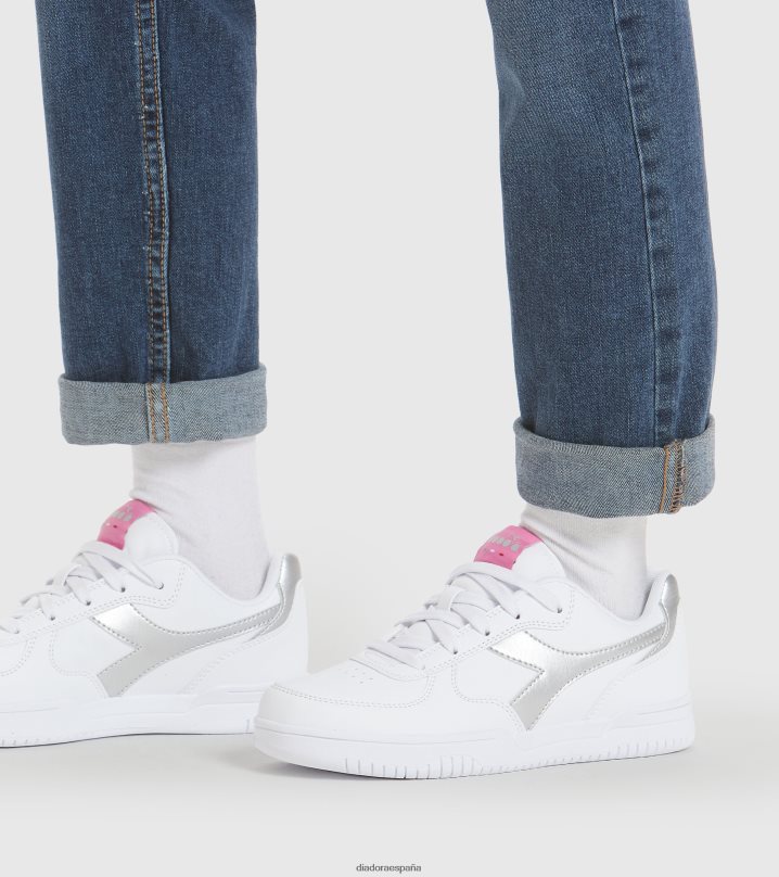 Raptor baja gs 8T8H4Z785 plata blanca niños Diadora zapatos