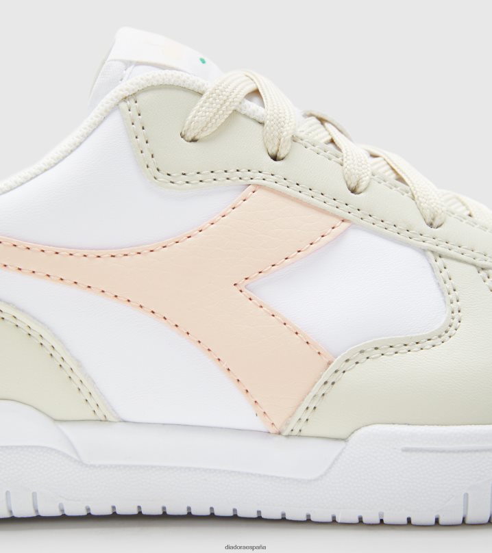 Raptor baja gs 8T8H4Z793 hueso blanco/tostado rosa pastel niños Diadora zapatos