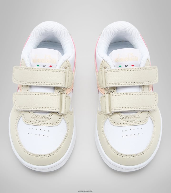 Raptor baja td 8T8H4Z869 hueso blanco/tostado rosa pastel niños Diadora zapatos