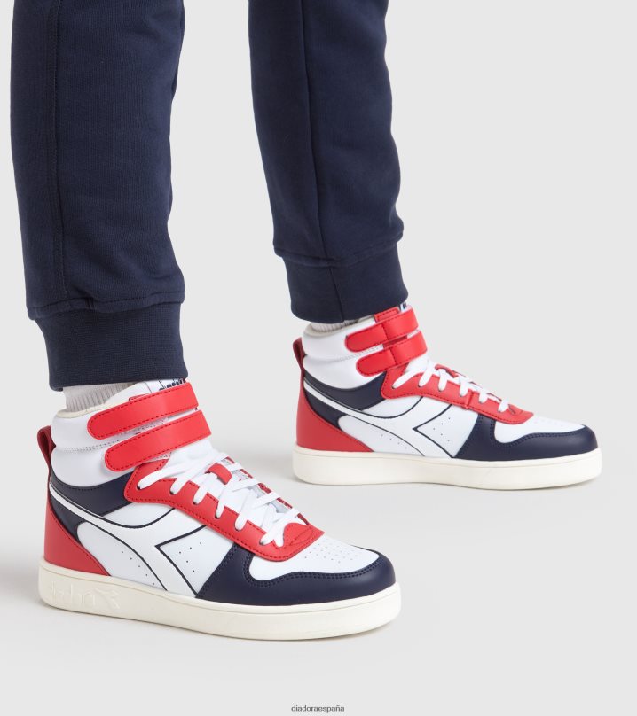 cesta mágica mid gs 8T8H4Z771 blanco/peacoat/rojo aurora niños Diadora zapatos