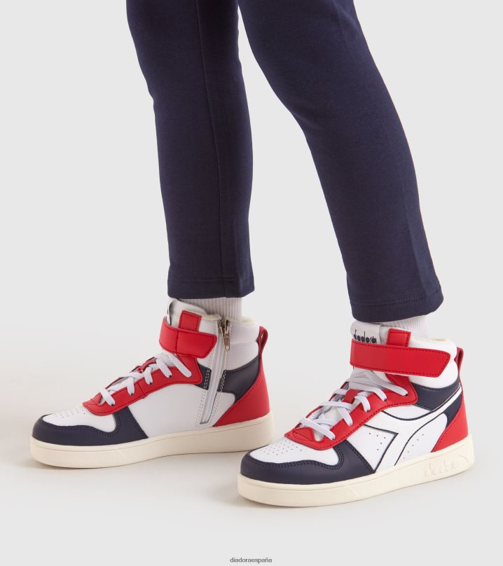 cesta mágica mid ps 8T8H4Z779 blanco/peacoat/rojo aurora niños Diadora zapatos